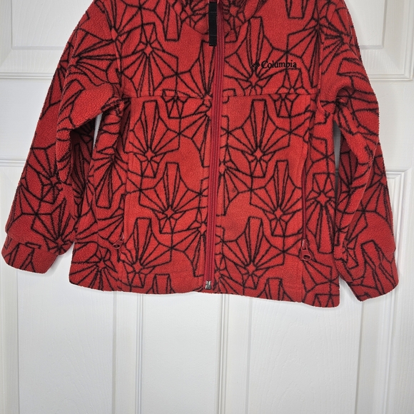 Columbia Full-Zip Sweater Jacket Fleece Cozy Red Black Kids Size 4T - Picture 6 of 10